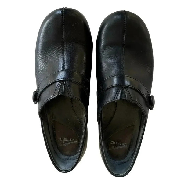 Dansko Solstice Black Leather Button Strap Clog Shoe Slip-On Size 40 - Picture 4 of 11